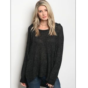 Black Soft Hi Low Sweater With Hood NWT